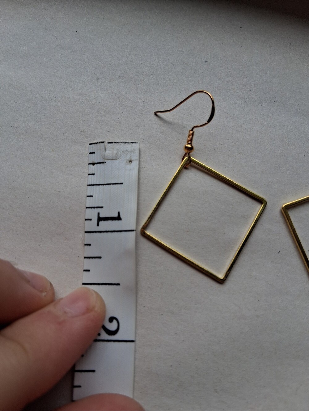 Hand Crafted Gold Open Square Hoop Earrings - Picture 4 of 4
